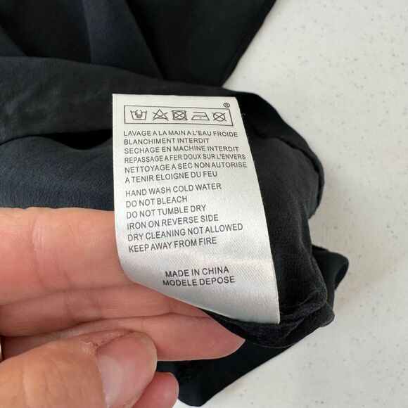 Maje Blouse Black Beaded Shoulder V-Neck Top Whimsygoth Lightweight - Picture 10 of 11